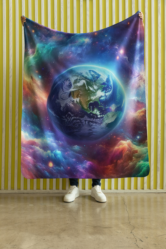 Sherpa Fleece Blanket Celestial Earth Colorful