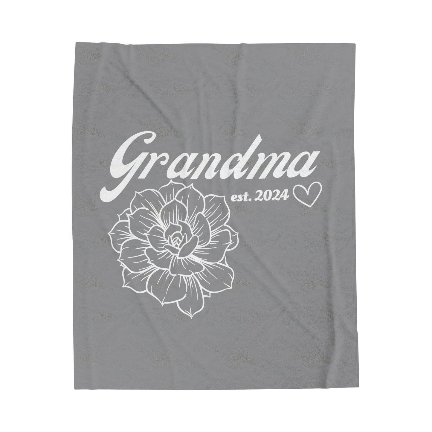 Grandma est 2024 Flower Gift Velveteen Plush Blanket