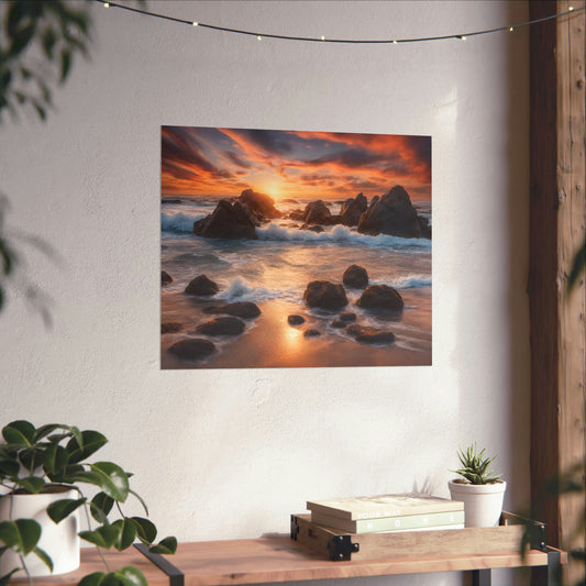 Sunset Beach Matte Horizontal Poster