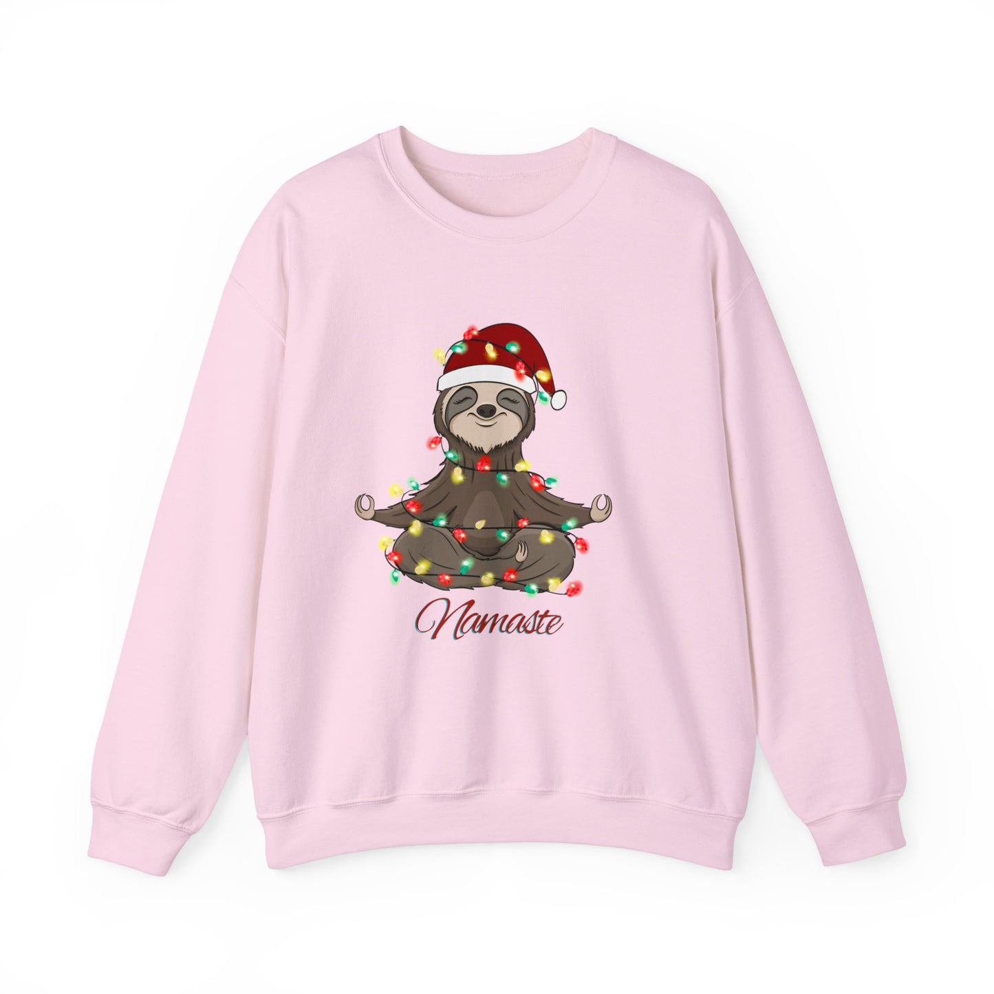 Christmas Sloth Lights Namaste Crewneck Sweatshirt