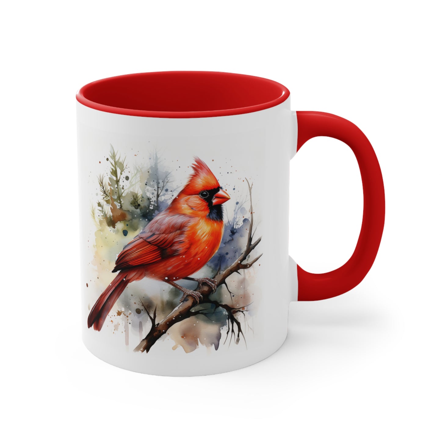 Cardinal Bird White & Red Coffee Mug, 11oz