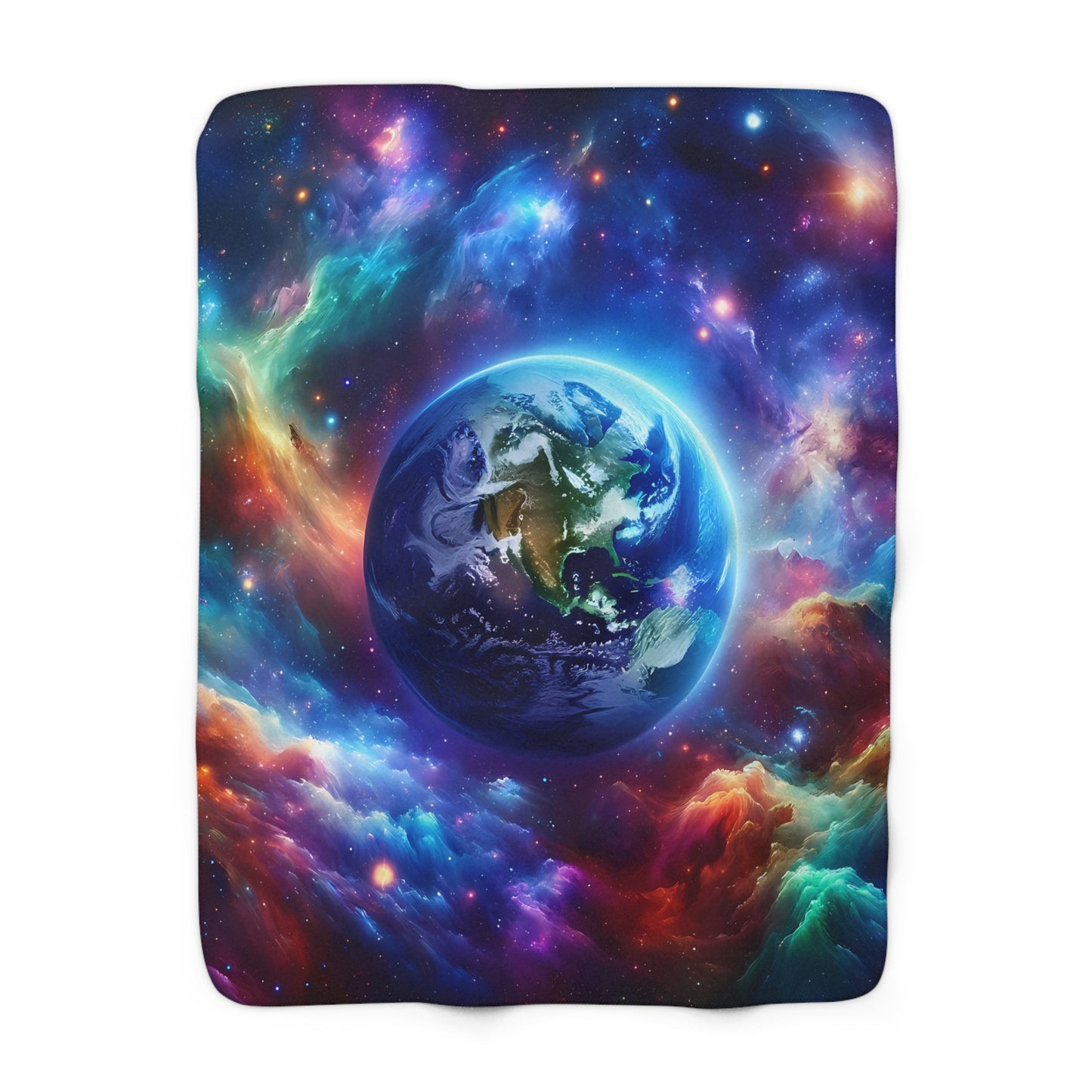 Sherpa Fleece Blanket Celestial Earth Colorful