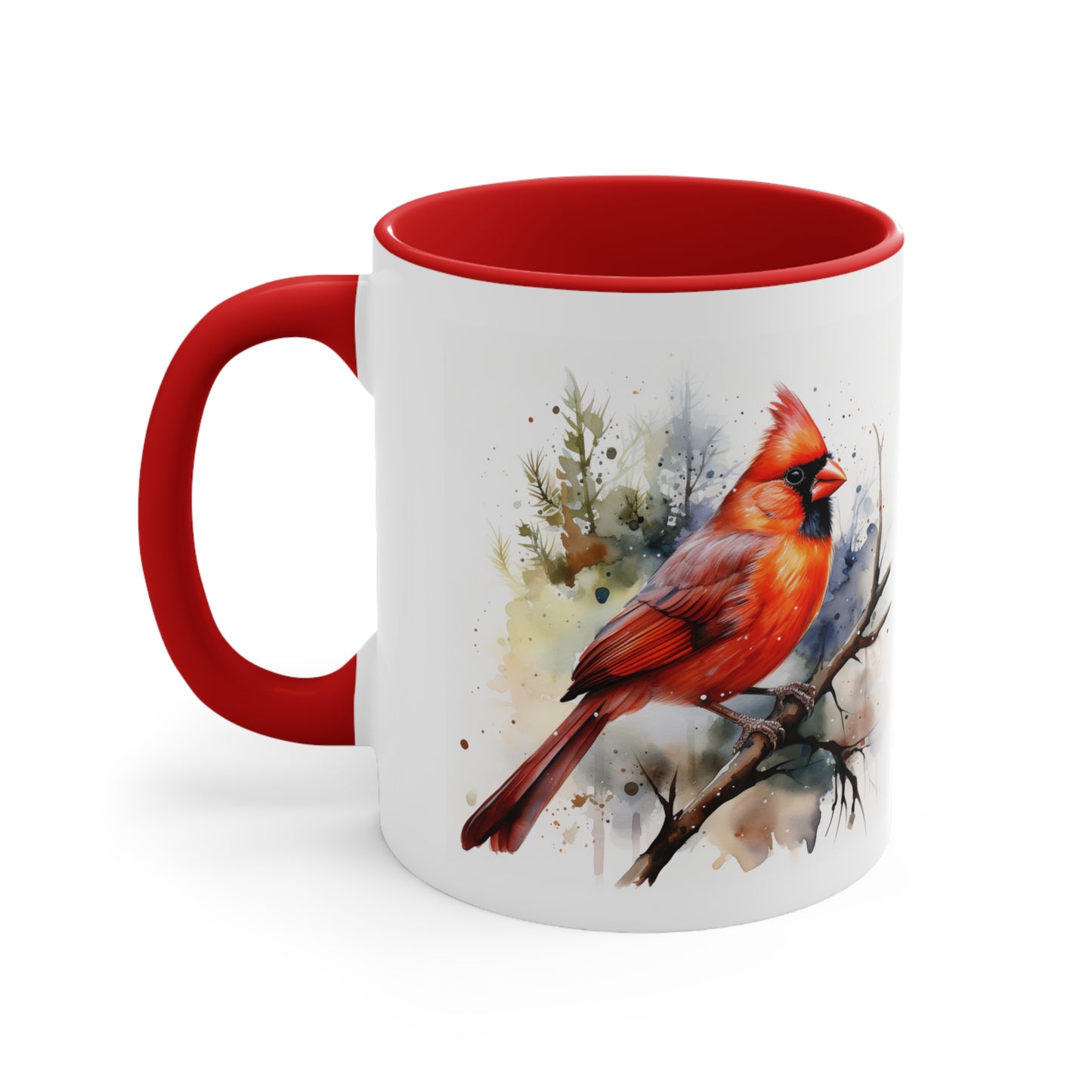 Cardinal Bird White & Red Coffee Mug, 11oz