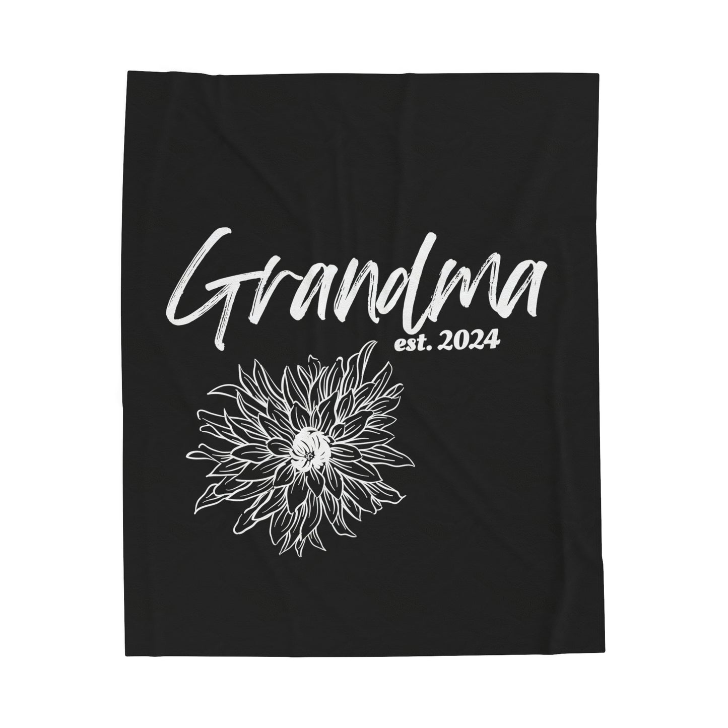 Grandma est 2024 Flower Gift Velveteen Plush Blanket