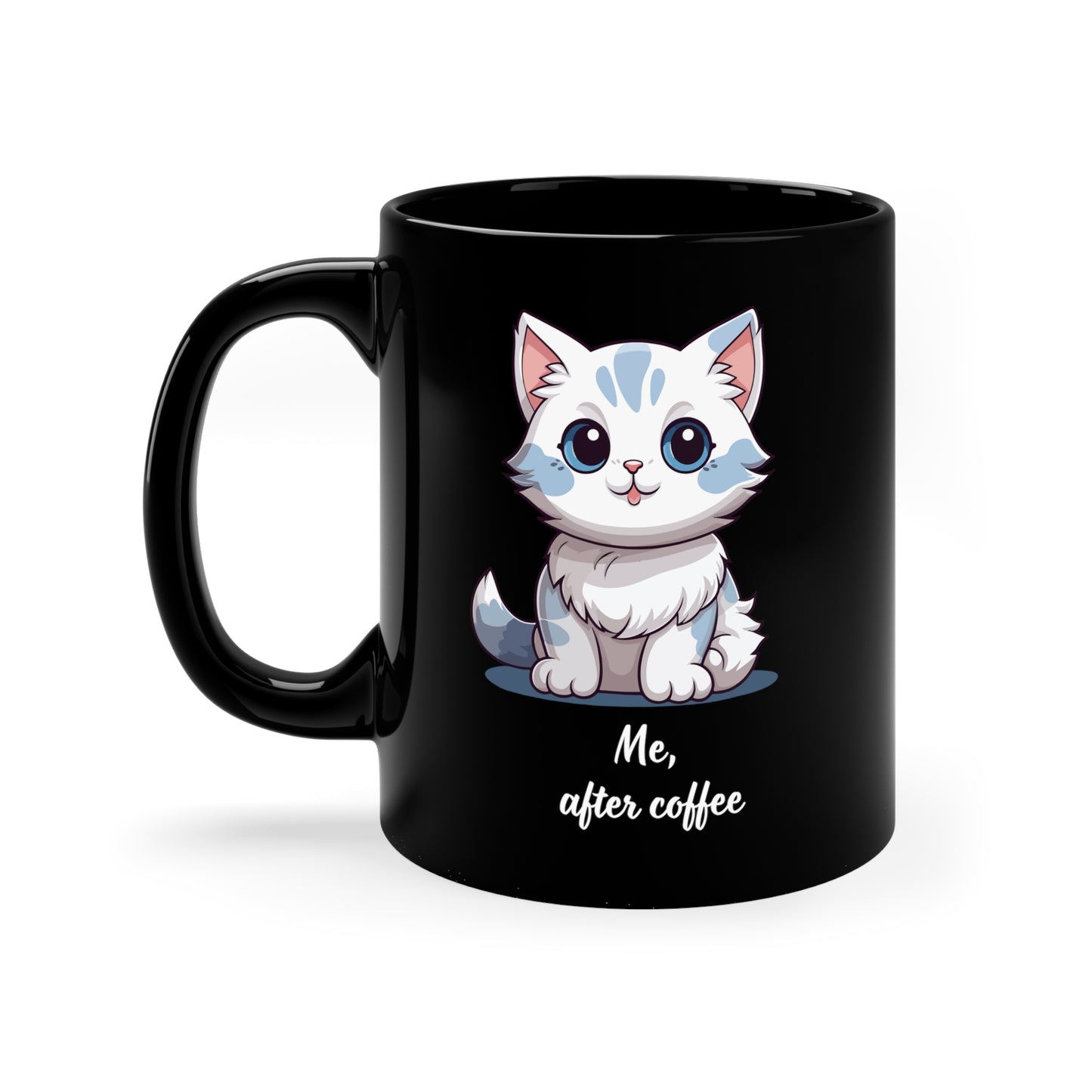 Black Cat White Cat Before Coffee After Coffee Funny Mug 11oz Black Mug