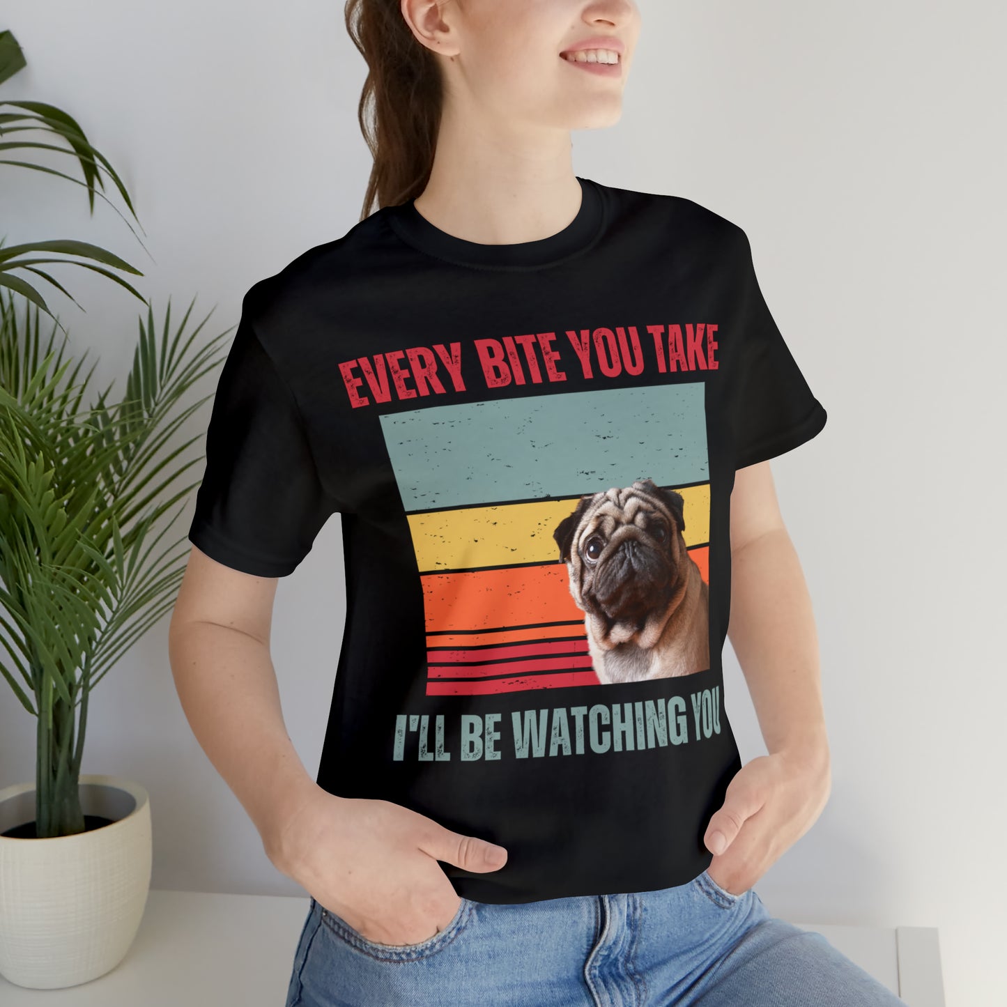 Dog Pug Every bite Jersey Short Sleeve Tee