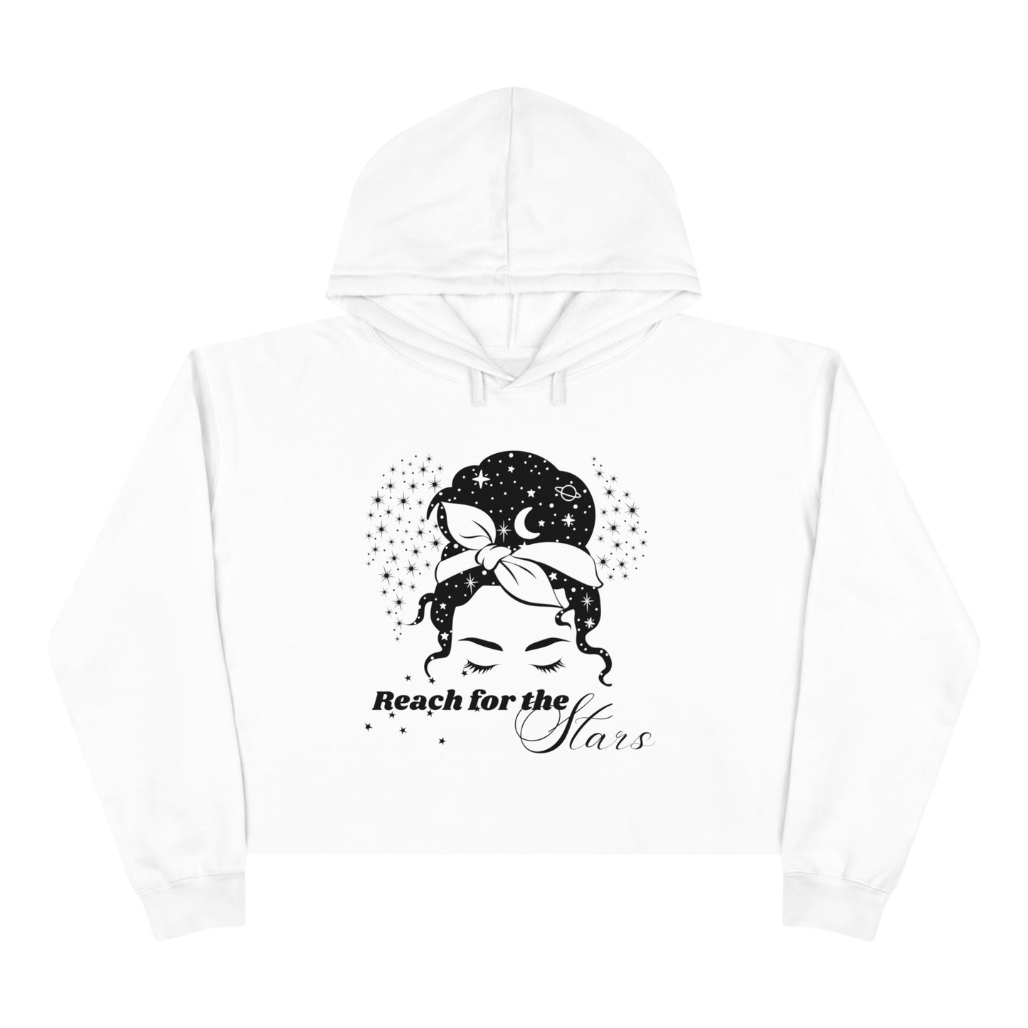 Reach for the Stars White Crop Hoodie