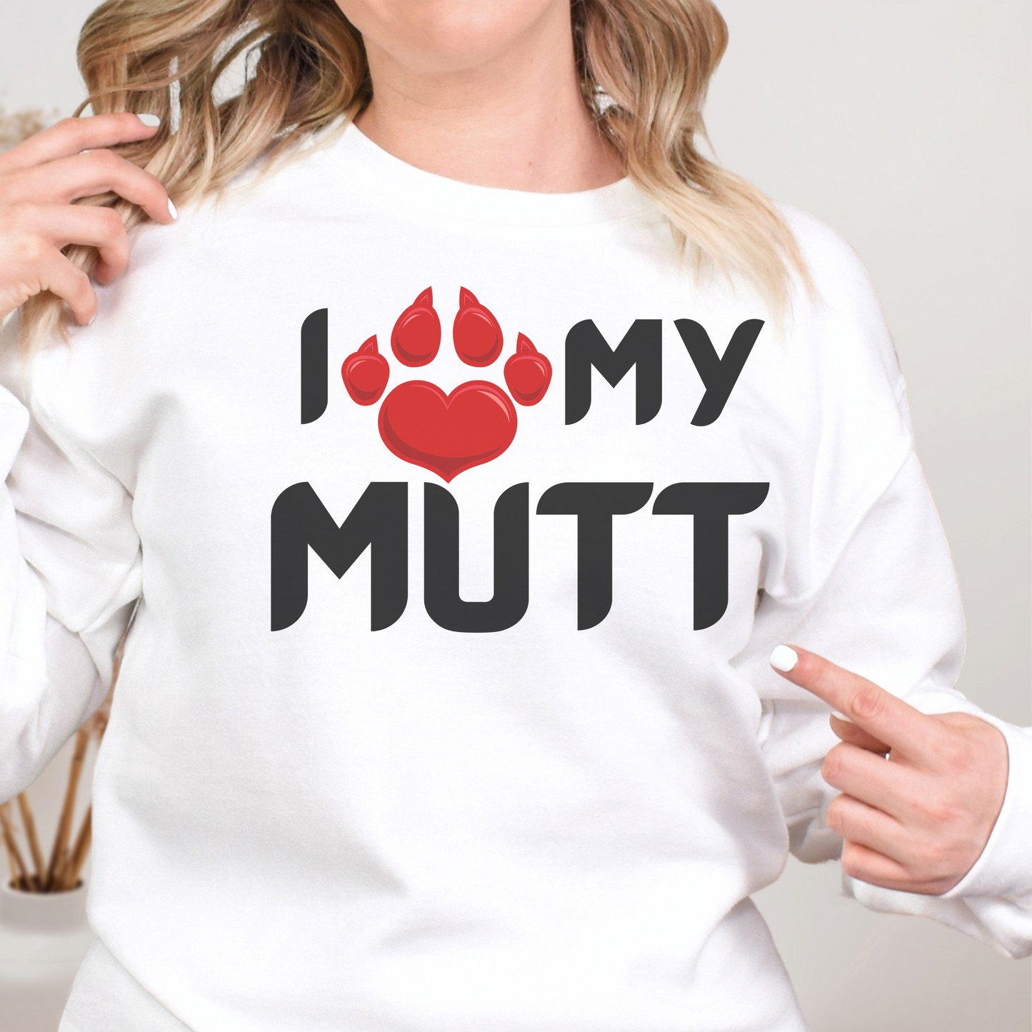 I love my Mutt Unisex Heavy Blend™ Crewneck Sweatshirt