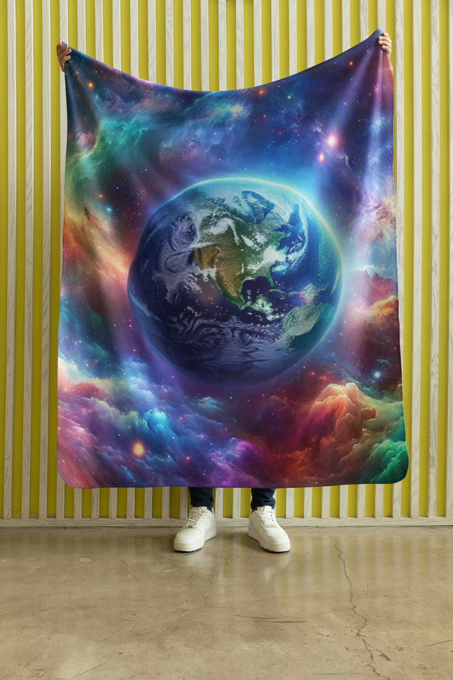 Sherpa Fleece Blanket Celestial Earth Colorful