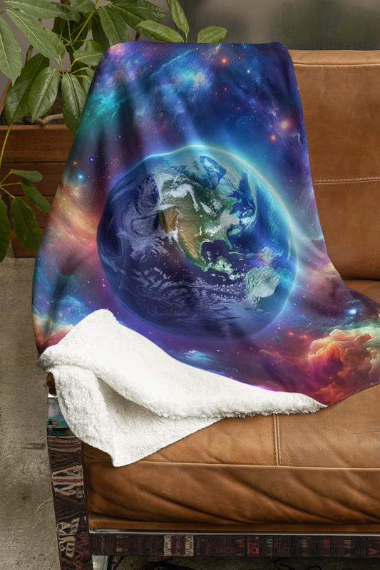 Sherpa Fleece Blanket Celestial Earth Colorful