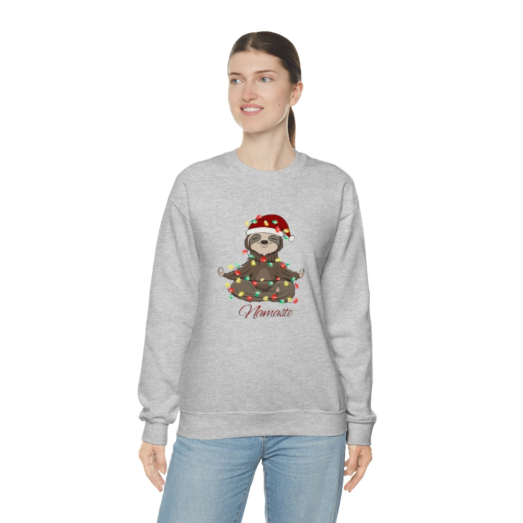 Namaste Sloth Christmas Lights Holiday Unisex Heavy Blend™ Crewneck Sweatshirt