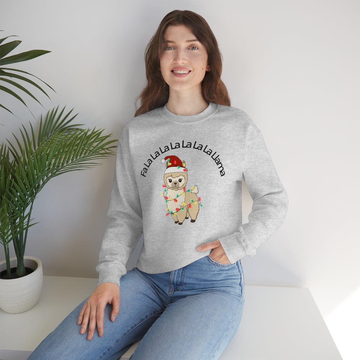 Fa La La La Llama Christmas Holiday Unisex Heavy Blend™ Crewneck Sweatshirt Hoodie