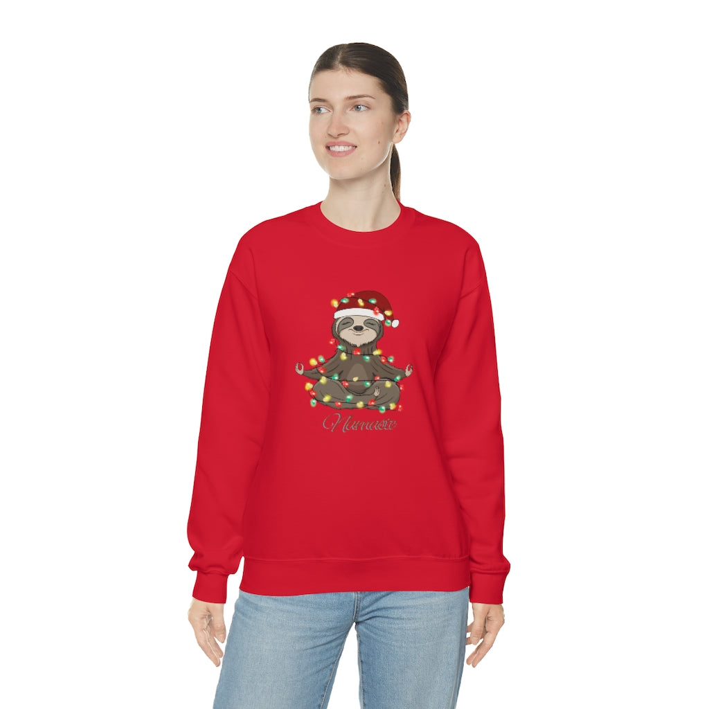 Namaste Sloth Christmas Lights Holiday Unisex Heavy Blend™ Crewneck Sweatshirt