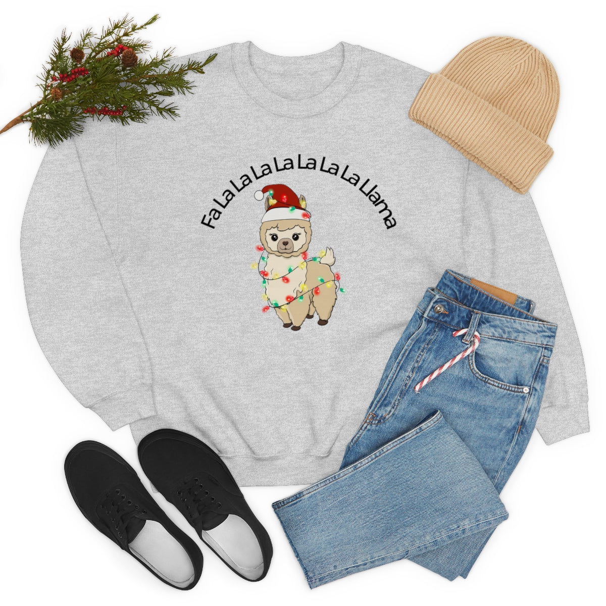 Fa La La La Llama Christmas Holiday Unisex Heavy Blend™ Crewneck Sweatshirt Hoodie