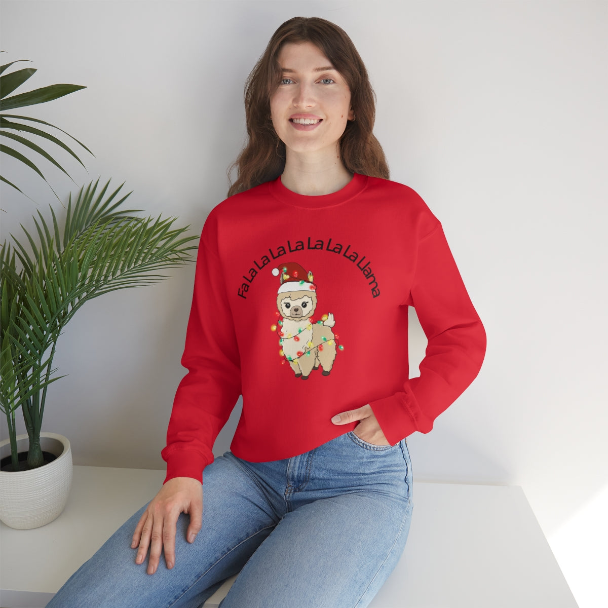 Fa La La La Llama Christmas Holiday Unisex Heavy Blend™ Crewneck Sweatshirt Hoodie