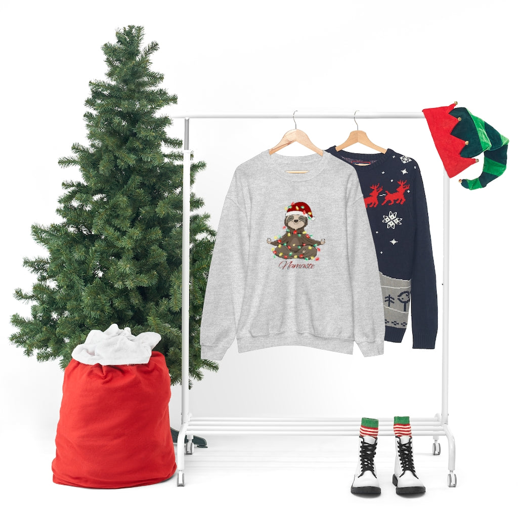 Namaste Sloth Christmas Lights Holiday Unisex Heavy Blend™ Crewneck Sweatshirt