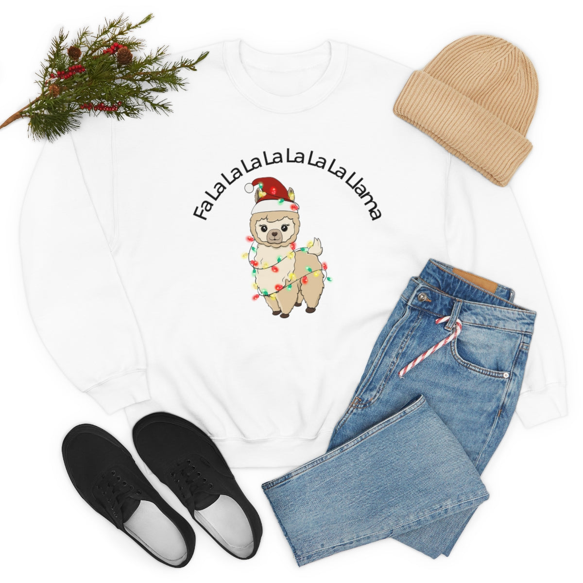 Fa La La La Llama Christmas Holiday Unisex Heavy Blend™ Crewneck Sweatshirt Hoodie