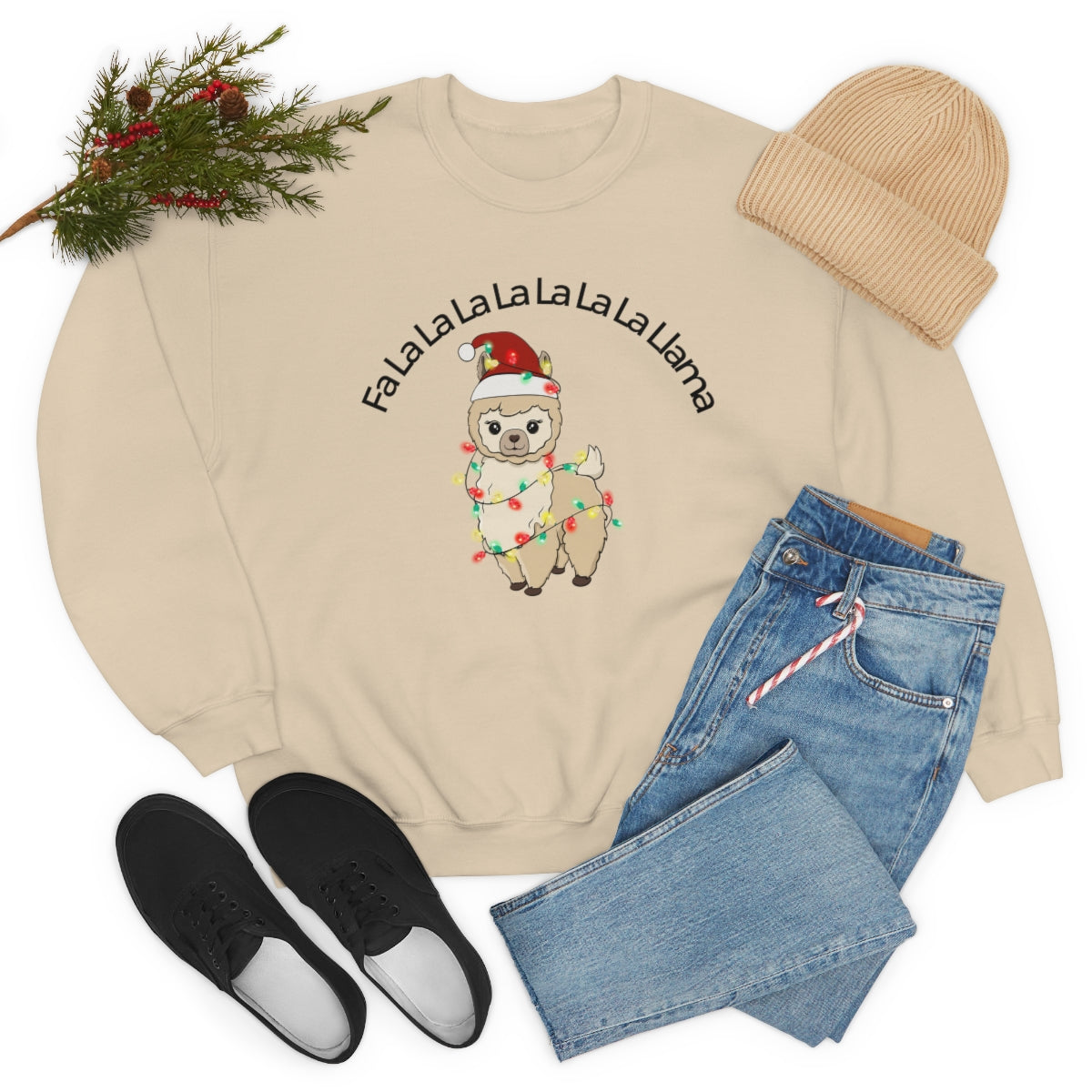 Fa La La La Llama Christmas Holiday Unisex Heavy Blend™ Crewneck Sweatshirt Hoodie