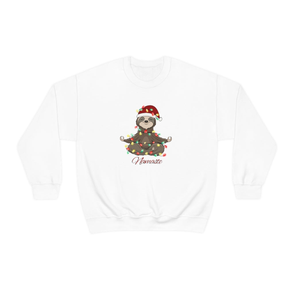 Namaste Sloth Christmas Lights Holiday Unisex Heavy Blend™ Crewneck Sweatshirt