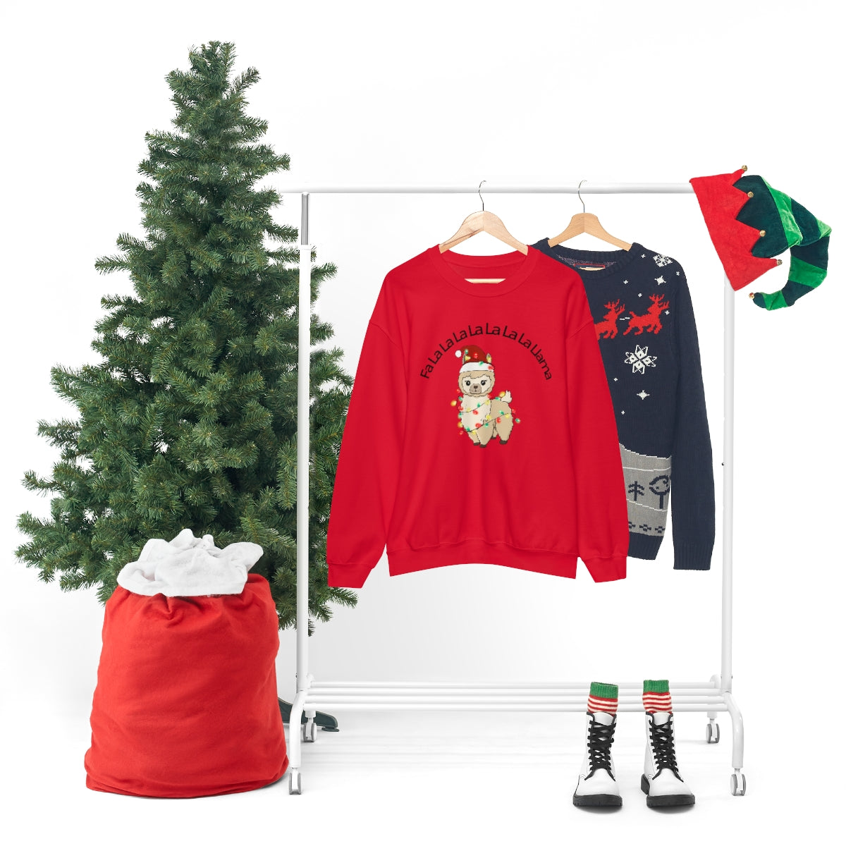 Fa La La La Llama Christmas Holiday Unisex Heavy Blend™ Crewneck Sweatshirt Hoodie