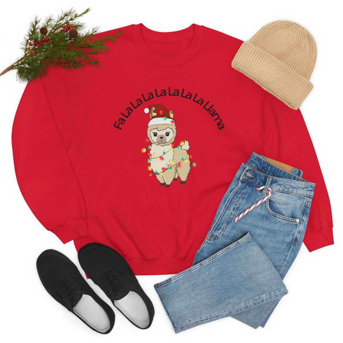 Fa La La La Llama Christmas Holiday Unisex Heavy Blend™ Crewneck Sweatshirt Hoodie