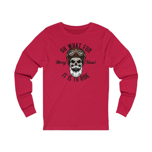 Biker Skull Santa Christmas Bella Canvas 3501 Unisex Jersey Long Sleeve Tee