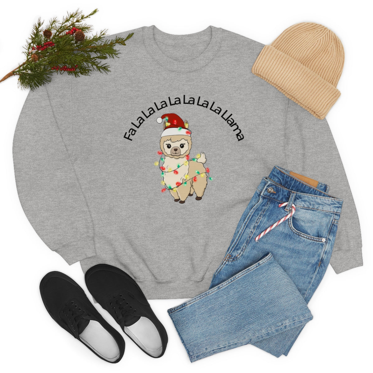 Fa La La La Llama Christmas Holiday Unisex Heavy Blend™ Crewneck Sweatshirt Hoodie