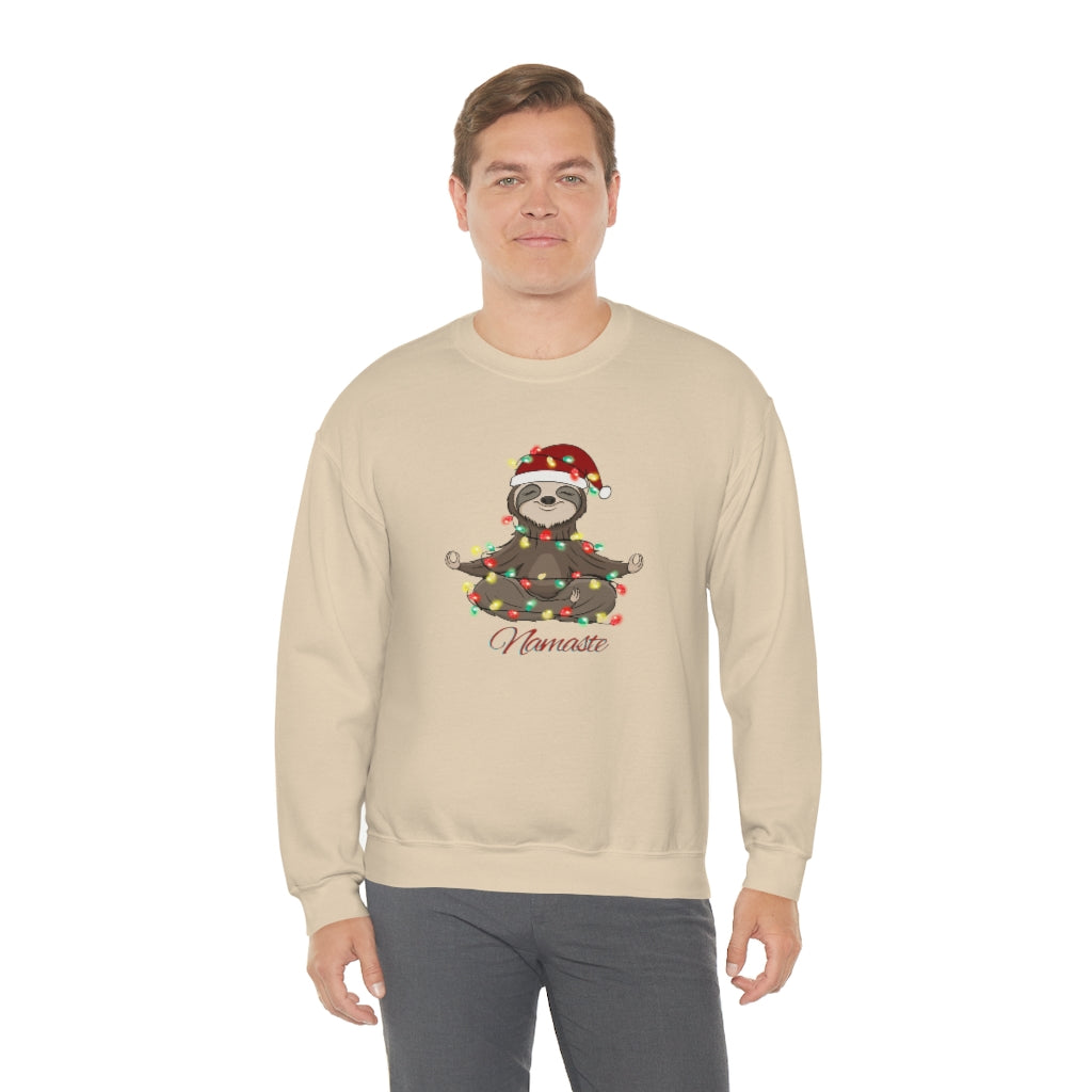 Namaste Sloth Christmas Lights Holiday Unisex Heavy Blend™ Crewneck Sweatshirt