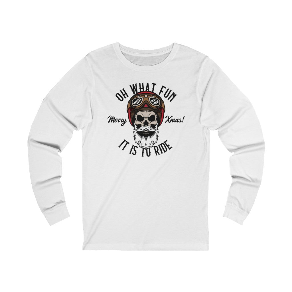 Biker Skull Santa Christmas Bella Canvas 3501 Unisex Jersey Long Sleeve Tee