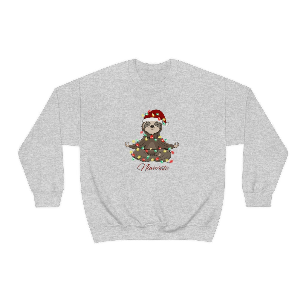 Namaste Sloth Christmas Lights Holiday Unisex Heavy Blend™ Crewneck Sweatshirt