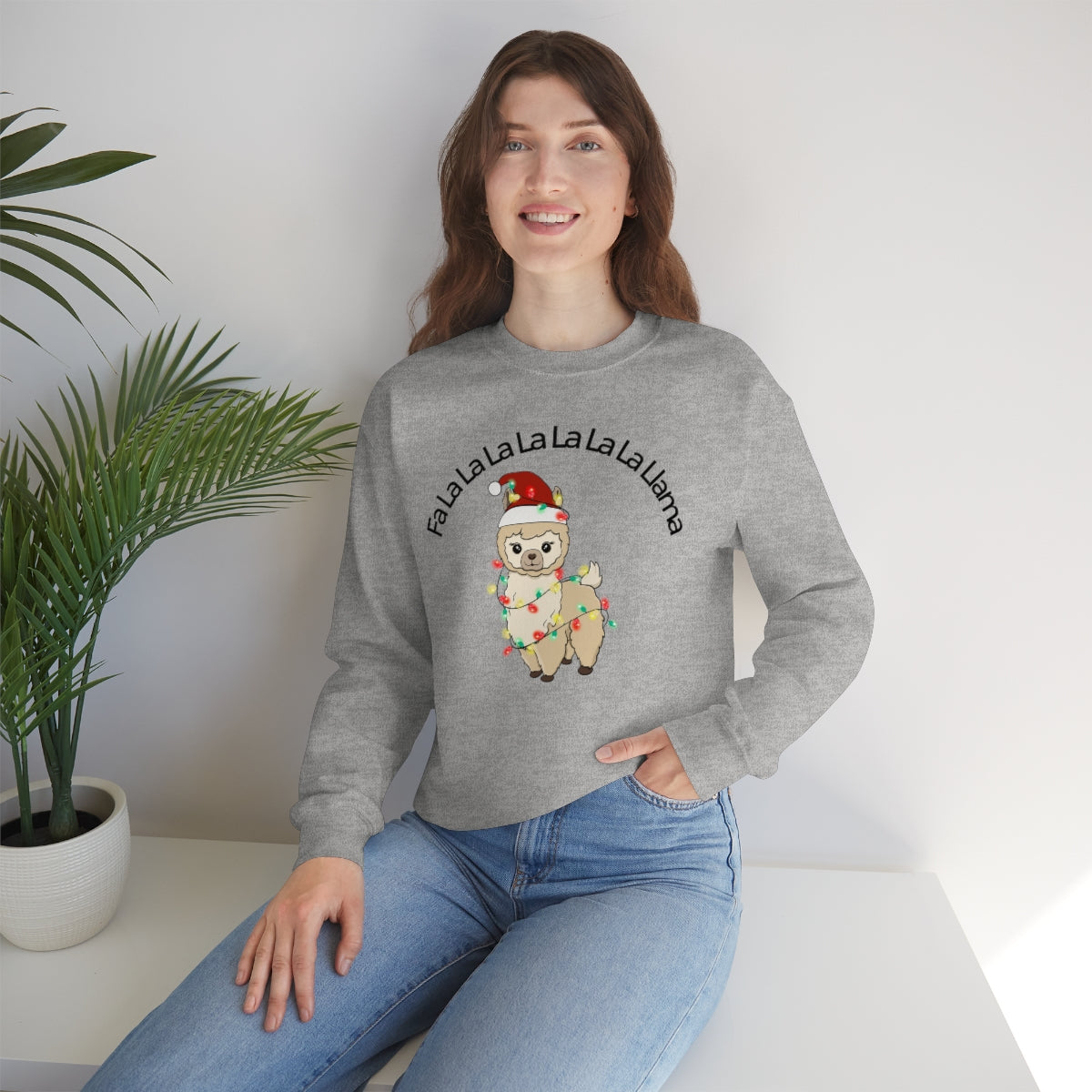 Fa La La La Llama Christmas Holiday Unisex Heavy Blend™ Crewneck Sweatshirt Hoodie