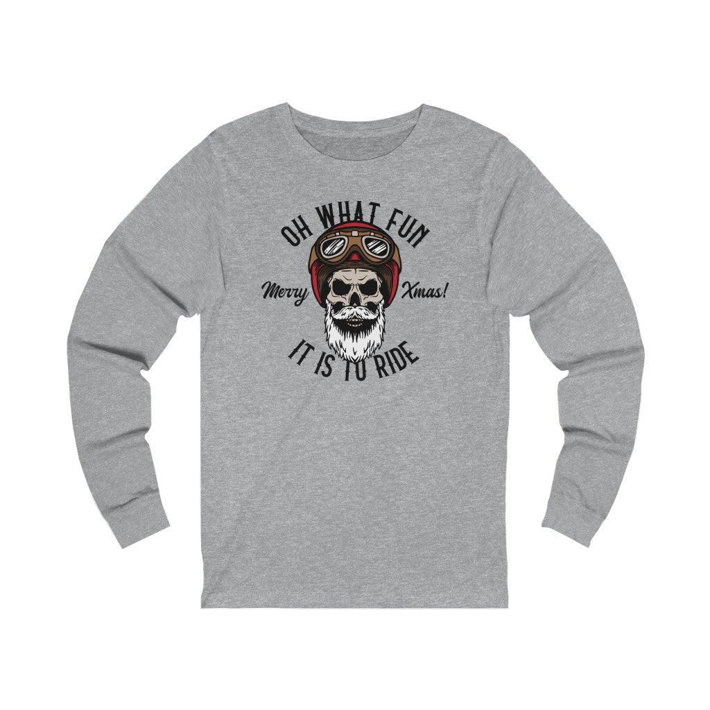 Biker Skull Santa Christmas Bella Canvas 3501 Unisex Jersey Long Sleeve Tee